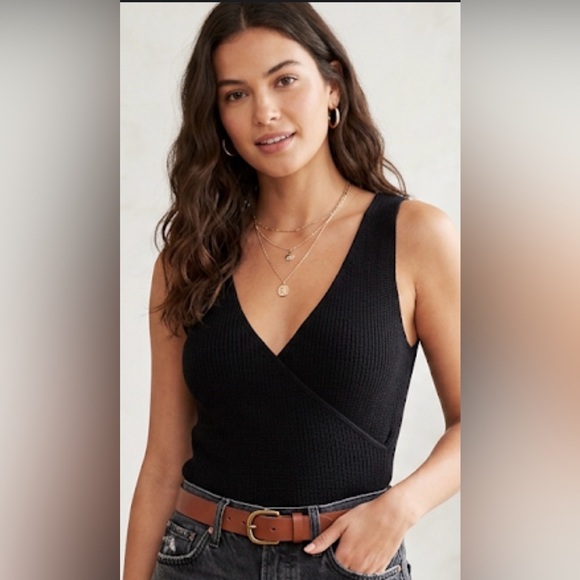 Abercrombie & Fitch Tops - Abercrombie & Fitch Black Wrap Front Knit Sleeveless Top Size Small